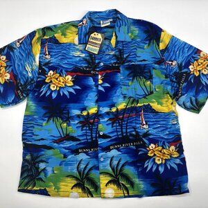 Jammin Hawaiian Shirt Mens 2XL Button Bold Floral Tropical Beach Resort Y2K NEW